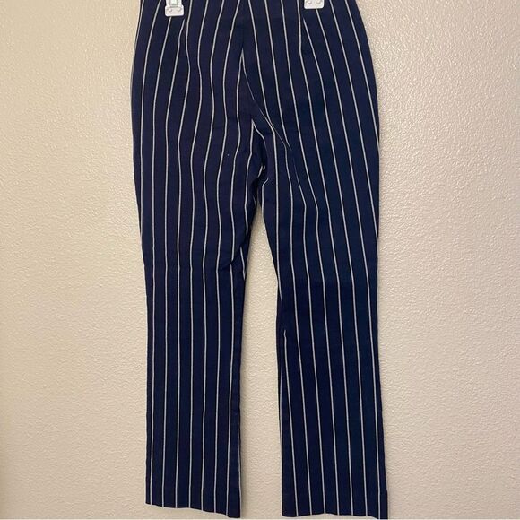 Gap Navy Blue Stripe High Rise Crop Flare Ankle Pants trouser Stretch 00 XS - Picture 3 of 10